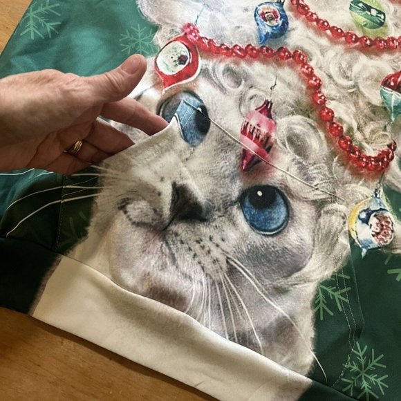 Pullover Cat Tree Christmas Long Sleeve Hoodie wIth Pockets Mens Sz Large - Picture 7 of 8